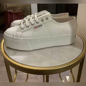 Superga Italian Platform Napa Leatherr Sneaker in Size 40